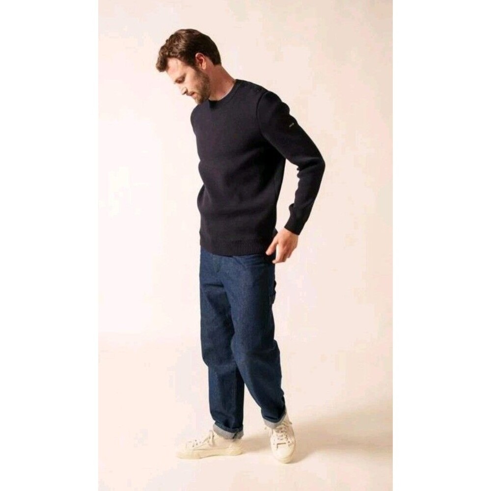 Saint James Cancale Sailor Jumper Navy Blue XL France Wool Fisherman Sweater